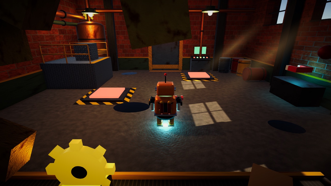 A little robot in a factory, from my game ROBOTRONIX